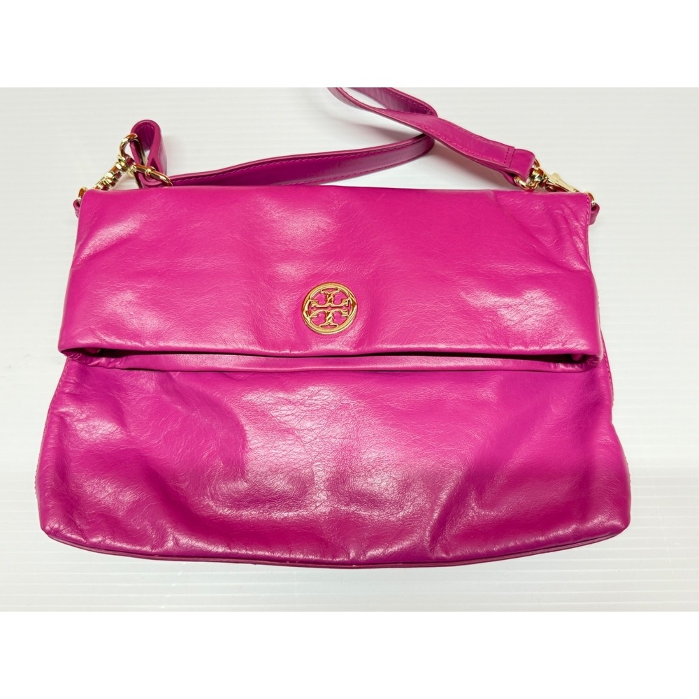 Tory Burch Dena Convertible Crossbody Messenger Leather Flap (Magenta) MSRP $365